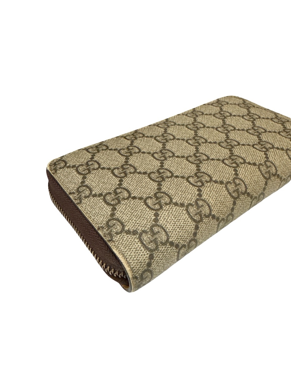 Gucci Beige Brown GG Supreme Zip-Around Wallet with Gold Accent Coated Canvas - Picture 14 of 15